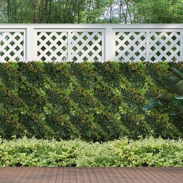 Outsunny 12 pezzi Siepe Artificiale con Protezione UV e Multi-foglie per Giardino e Esterno, 50x50x7 cm, Verde | Aosom Italy