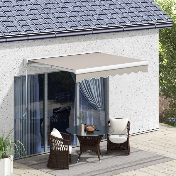 Outsunny Tenda Avvolgibile Elettrica con Telecomando e Manovella Manuale, Struttura in Alluminio, 250x200x150 cm, Crema | Aosom Italy