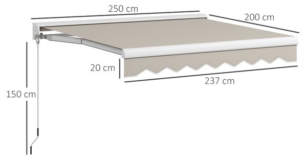 Outsunny Tenda Avvolgibile Elettrica con Telecomando e Manovella Manuale, Struttura in Alluminio, 250x200x150 cm, Crema | Aosom Italy