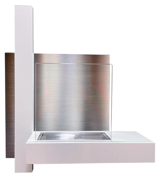 Vienna - Camino a bioetanolo da parete 65x23xH75 cm, colore bianco