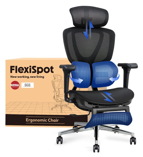 Sedia da ufficio ergonomica C7DG-Lite-V2 grigio scuro, poggiatesta 3D, schienale regolabile