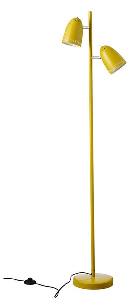 Lampada da terra "Dynamo" con due paralumi, color giallo senape