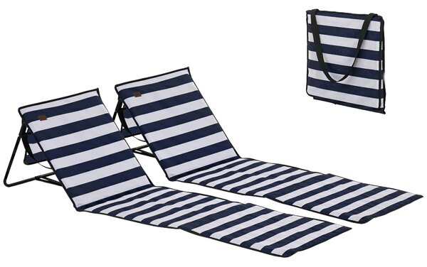 Outsunny Set 2 Sdraio da Spiaggia Pieghevoli e Regolabili con Tasca, in Acciaio e Poliestere, 142x51x40 cm, Multicolore