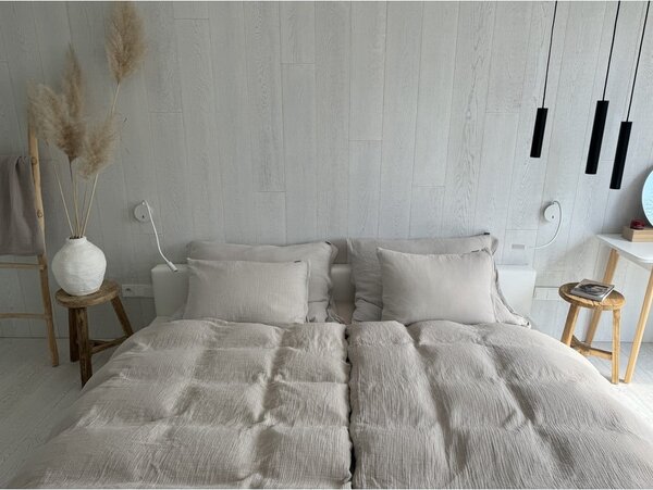 Set copripiumino e federa beige in mussola per letto singolo 135x200 cm Plain Muslin – Butter Kings