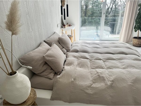 Set copripiumino e federa beige in mussola per letto singolo 135x200 cm Plain Muslin – Butter Kings