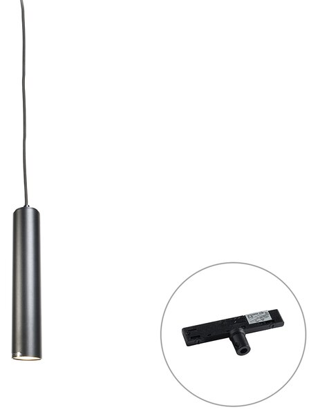 Lampada a sospensione di design nera con adattatore per binario monofase - Slimline Tuba Small