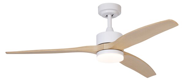 Ventilatore da soffitto smart bianco con stampa legno 132 cm con LED dimmerabile con telecomando - Joly