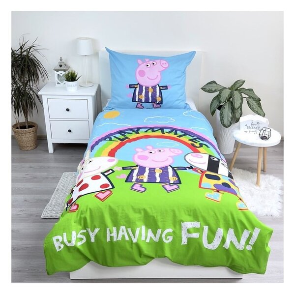 Biancheria da letto per bambini con effetto fosforescente in cotone per letto singolo 140x200 cm Peppa Pig – Jerry Fabrics