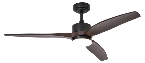 Ventilatore da soffitto nero con stampa legno 132 cm con LED dimmerabile con telecomando - Joly