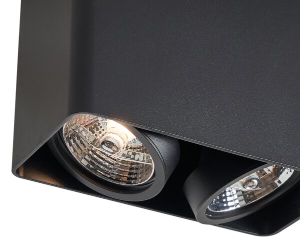 Faretto di design da superficie nero GU10 70mm 2-luci orientabile e inclinabile - Vox