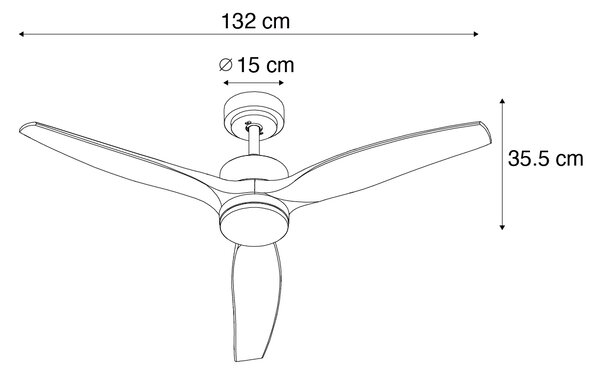 Ventilatore da soffitto smart bianco con stampa legno 132 cm con LED dimmerabile con telecomando - Joly