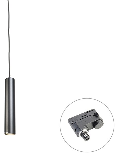 Lampada a sospensione di design nera con adattatore per binario trifase - Tuba Small trifase