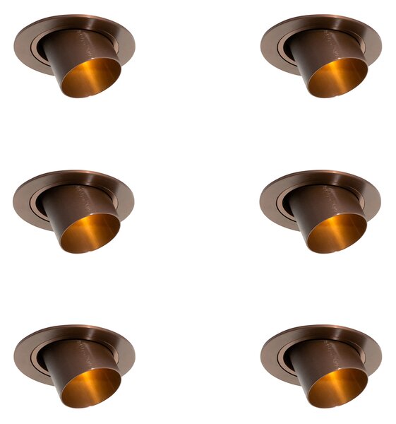 Set di 6 faretti da incasso bronzo scuro GU10 35mm rotondi orientabili - Installa