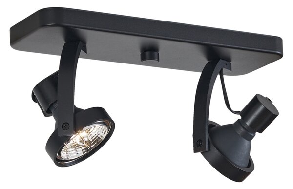 Faretto da soffitto di design nero GU10 70mm 2 luci regolabile - Vo