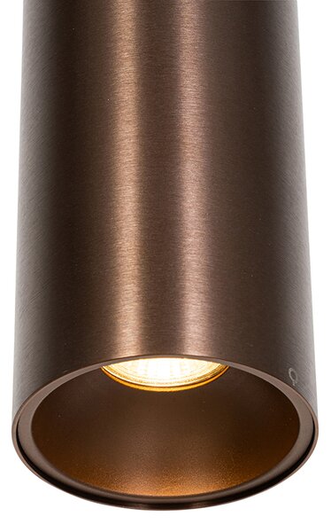Lampada a sospensione di design bronzo scuro con adattatore per binario trifase - Tubo trifase