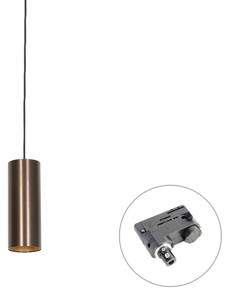 Lampada a sospensione di design bronzo scuro con adattatore per binario trifase - Tubo trifase