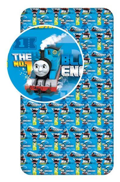 Lenzuolo con angoli per bambini blu in cotone 90x200 cm Thomas the Tank Engine – Jerry Fabrics