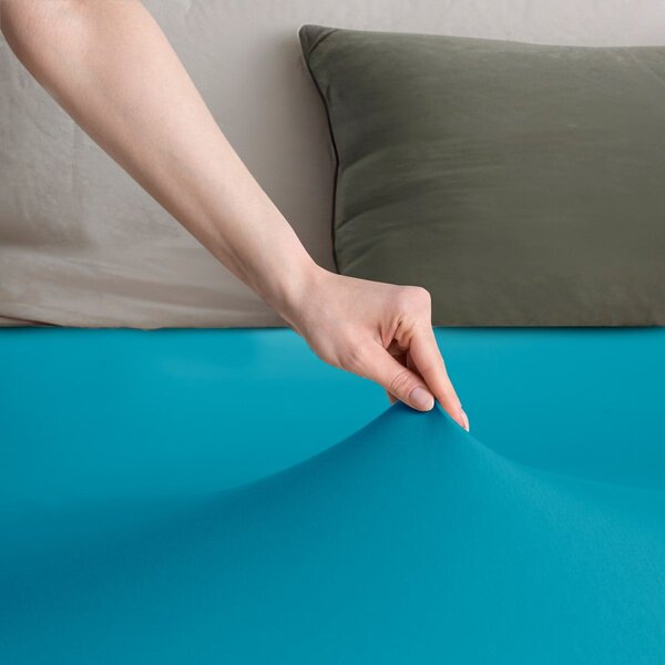 Lenzuolo con angoli blu in jersey 90x200 cm Amber – Restilo
