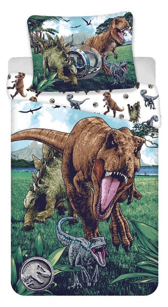 Set copripiumino e federa da bambini in cotone per letto singolo 140x200 cm Jurassic World "Trio" – Jerry Fabrics