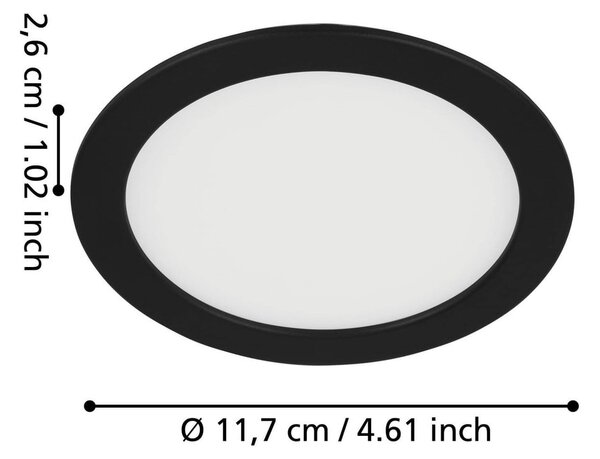 Plafoniera LED/da incasso nera FUEVA 5 – EGLO