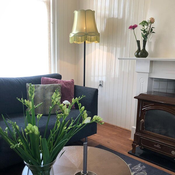 Lampada da terra retrò nera con paralume verde granny 45 cm - Simplo