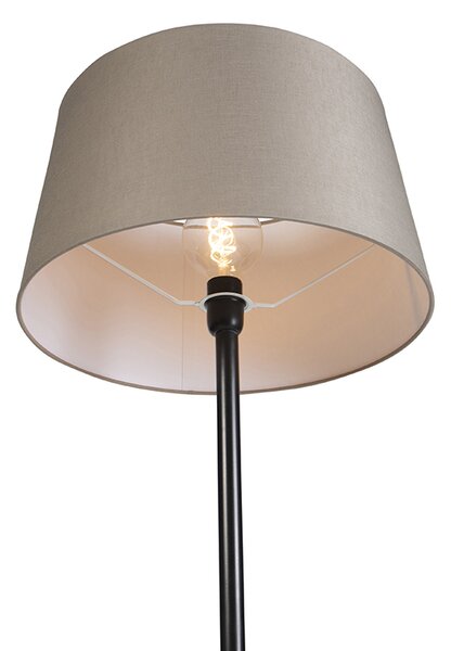 Lampada da terra nera con paralume in lino color tortora 45 cm - Simplo