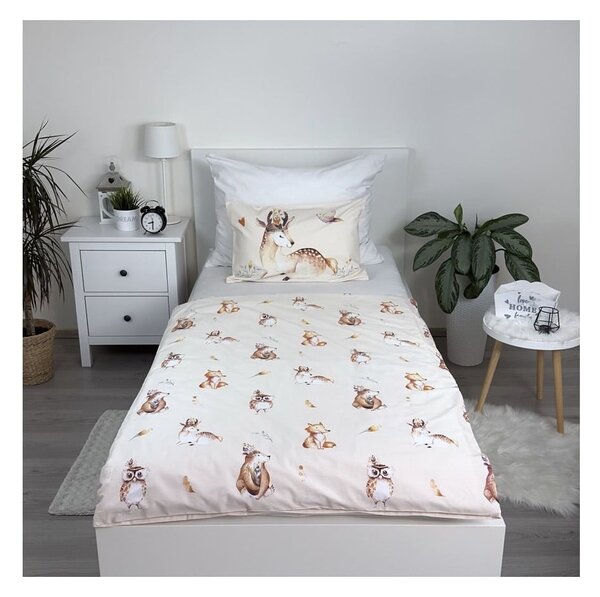 Set copripiumino e federa da bambini beige in cotone per culla 100x135 cm Animals "Woodland" – Jerry Fabrics