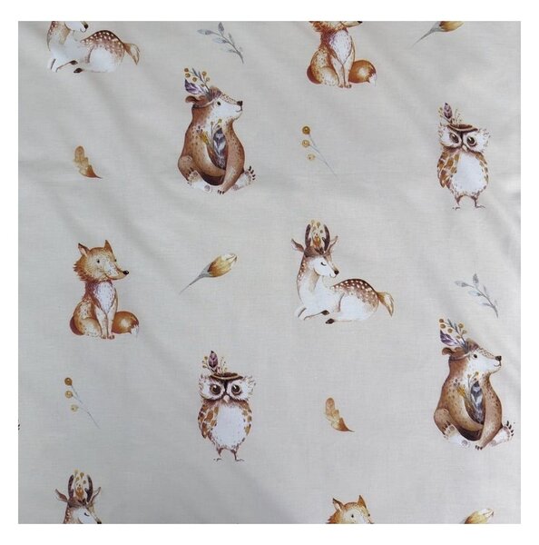 Set copripiumino e federa da bambini beige in cotone per culla 100x135 cm Animals "Woodland" – Jerry Fabrics