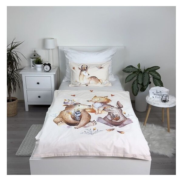 Set copripiumino e federa da bambini beige in cotone per culla 100x135 cm Animals "Woodland" – Jerry Fabrics
