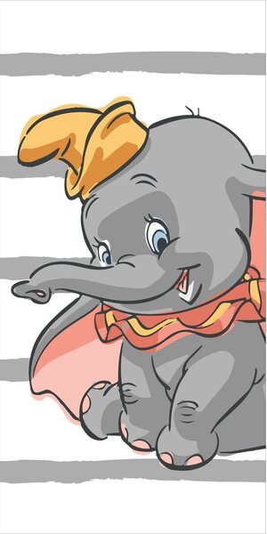 Asciugamano per bambini bianco/grigio in cotone 70x140 cm Dumbo "Stripe" – Jerry Fabrics