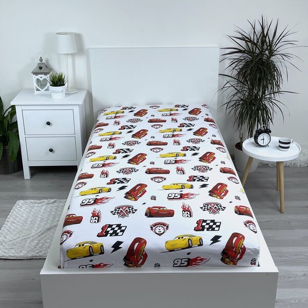 Lenzuolo con angoli per bambini in cotone 90x200 cm Cars "McQueen" – Jerry Fabrics