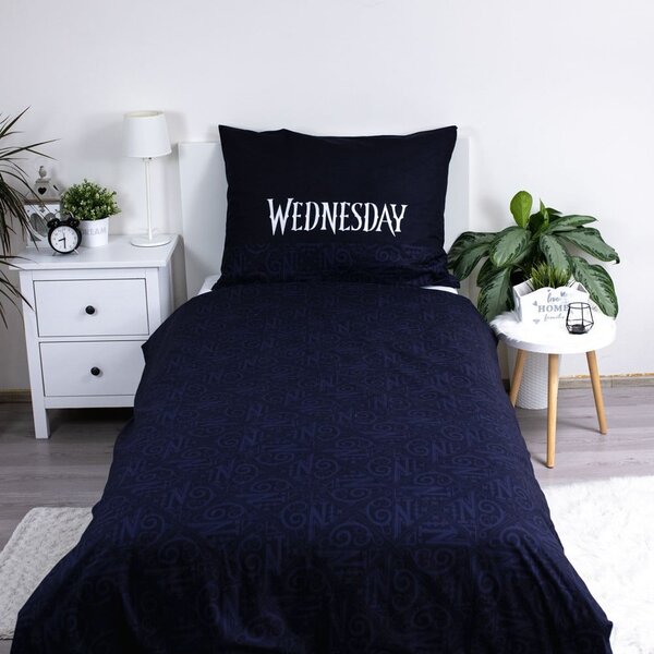 Set copripiumino e federa da bambini blu scuro in cotone per letto singolo 140x200 cm Wednesday "Rain" – Jerry Fabrics