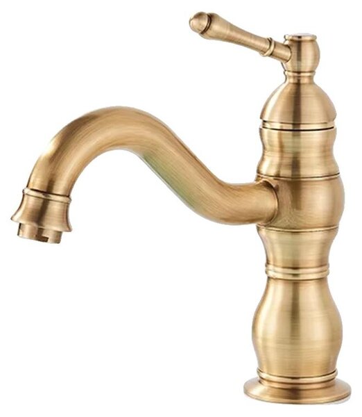 Miscelatore per lavabo, monocomando, montaggio a incasso, ottone anticato, modello compatto