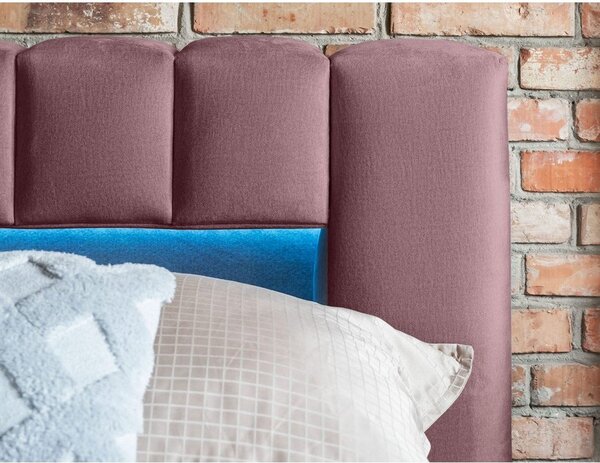 Letto matrimoniale imbottito rosa con contenitore con rete inclusa 180x200 cm Lamica – ELTAP