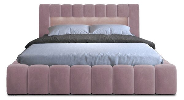 Letto matrimoniale imbottito rosa con contenitore con rete inclusa 180x200 cm Lamica – ELTAP