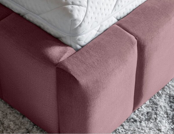Letto matrimoniale imbottito rosa con contenitore con rete inclusa 180x200 cm Lamica – ELTAP