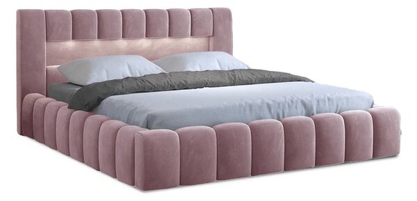 Letto matrimoniale imbottito rosa con contenitore con rete inclusa 180x200 cm Lamica – ELTAP