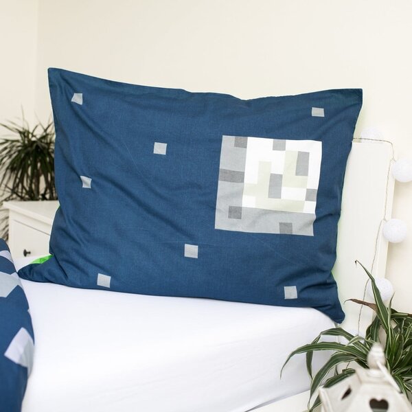 Set copripiumino e federa da bambini verde/blu in cotone per letto singolo 140x200 cm Minecraft "Sssleep Tight" – Jerry Fabrics