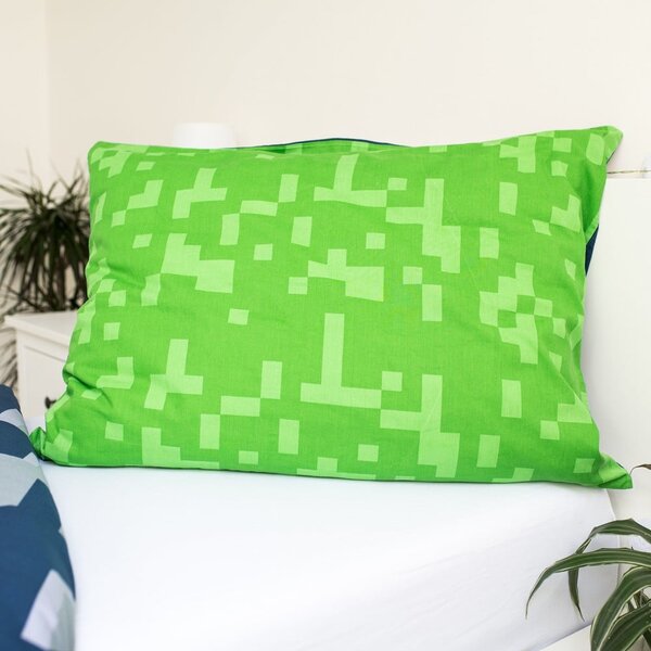 Set copripiumino e federa da bambini verde/blu in cotone per letto singolo 140x200 cm Minecraft "Sssleep Tight" – Jerry Fabrics
