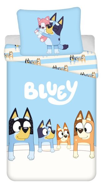 Completo lenzuola letto singolo per bambini in cotone 140x200 cm Bluey - Jerry Fabrics