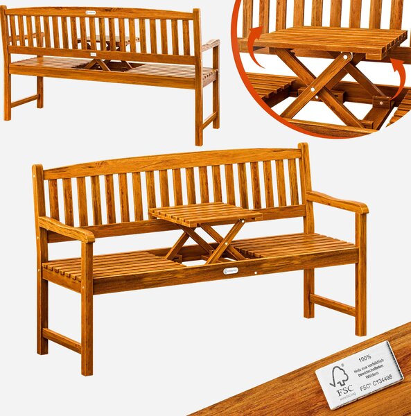 Casaria Panca da Giardino Tavolino Legno Eucalipto FSC®153x57x90cm