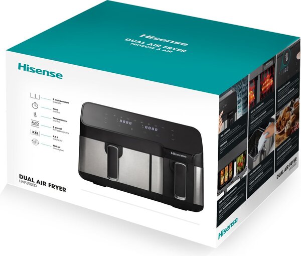 Hisense Friggitrice ad Aria 8.8 Litri 2 Cestelli Indipendenti (5.5L + 3.3L) Potenza 1700W colore Nero - HAF2900D