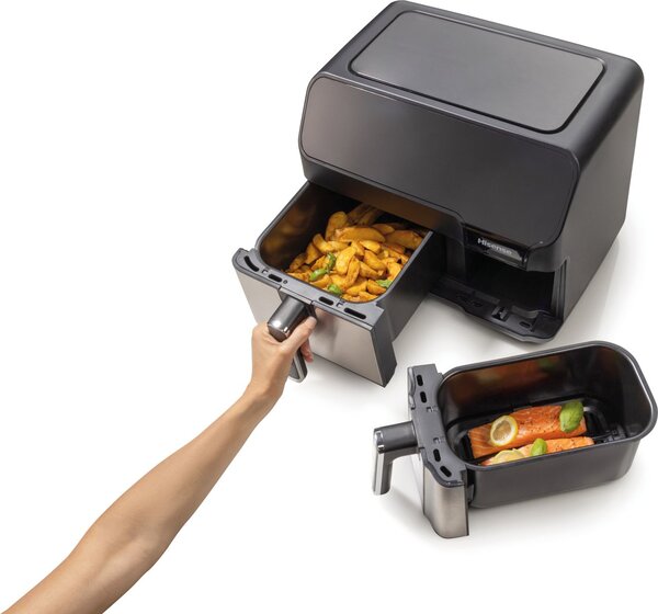 Hisense Friggitrice ad Aria 8.8 Litri 2 Cestelli Indipendenti (5.5L + 3.3L) Potenza 1700W colore Nero - HAF2900D