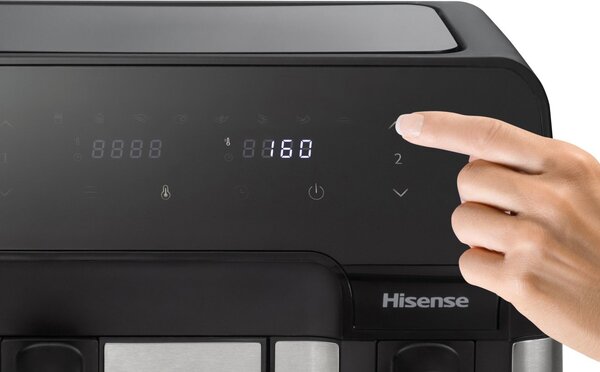 Hisense Friggitrice ad Aria 8.8 Litri 2 Cestelli Indipendenti (5.5L + 3.3L) Potenza 1700W colore Nero - HAF2900D