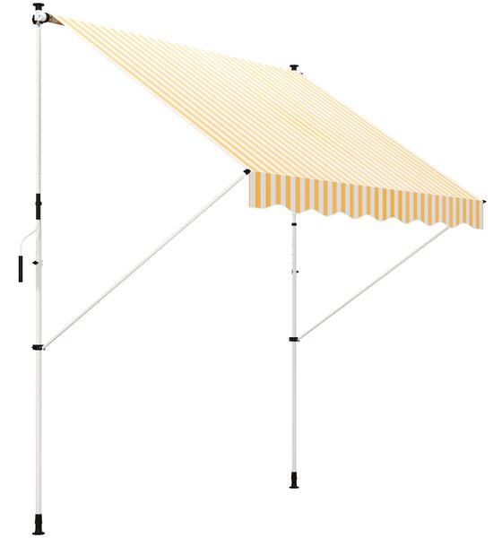 Outsunny Tenda avvolgibile da Sole per Esterno con Manovella, Struttura in Metallo e Pali di Supporto, 300x150cm, Giallo e Bianco | Aosom Italy