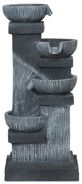 Outsunny Fontana da Giardino a Cascata a 4 livelli con luci LED, resina, 38 x 36 x 85 cm, grigio | Aosom Italy