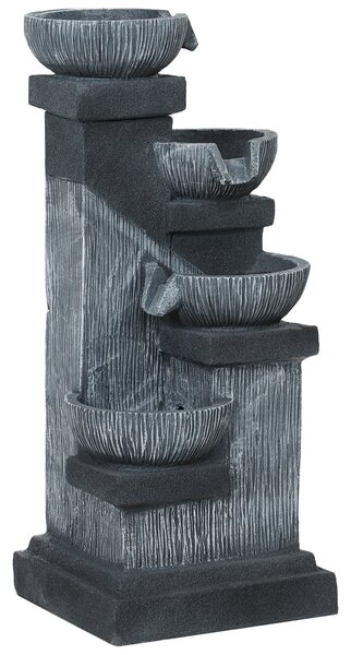Outsunny Fontana da Giardino a Cascata a 4 livelli con luci LED, resina, 38 x 36 x 85 cm, grigio | Aosom Italy