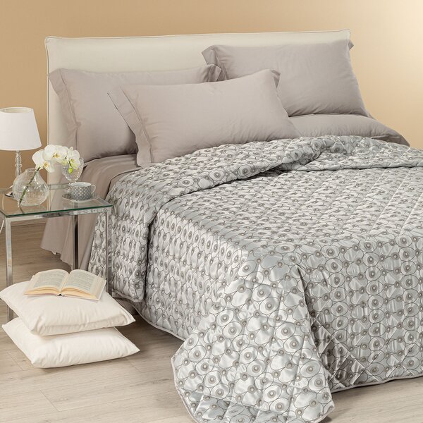 Copriletto Trapuntato In Raso Jacquard Collins Matrimoniale Dreaming Non Specificato Grigio Caleffi