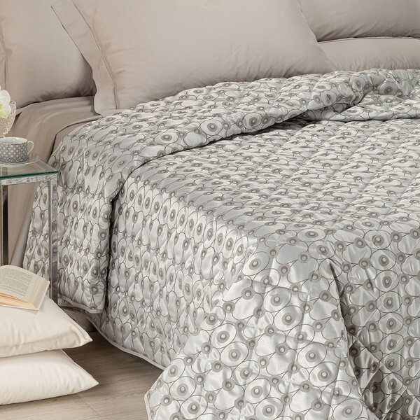 Copriletto Trapuntato In Raso Jacquard Collins Matrimoniale Dreaming Non Specificato Grigio Caleffi