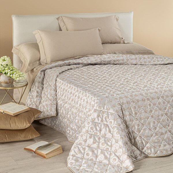 Copriletto Trapuntato In Raso Jacquard Collins Matrimoniale Dreaming Non Specificato Naturale Caleffi